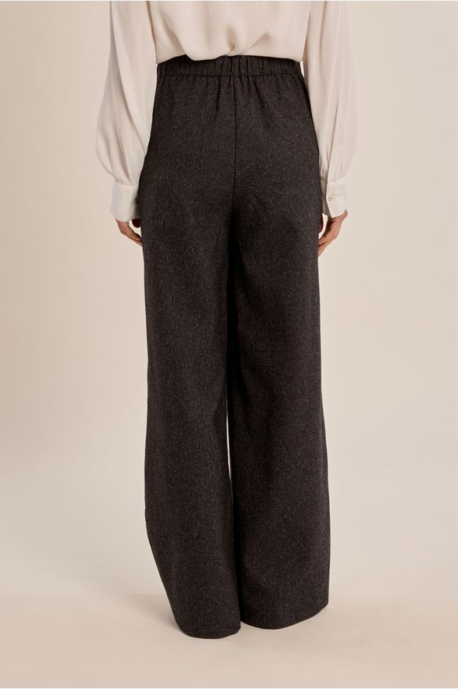 Pantalon taille haute, jambes larges