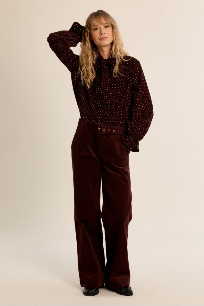 Belted corduroy trousers