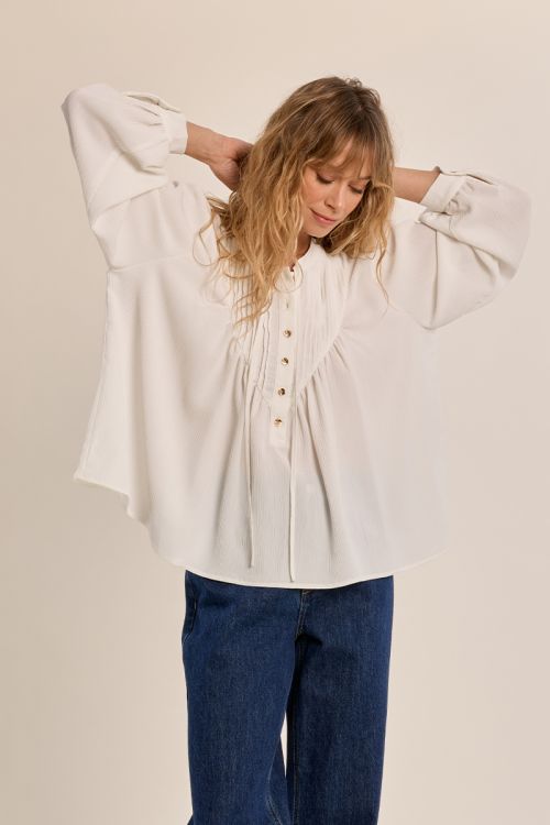 Camisa de manga larga detalle plisado