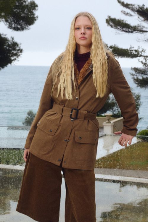 Parka ceinturée en coton