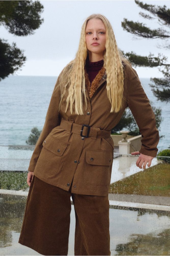 Belted cotton parka