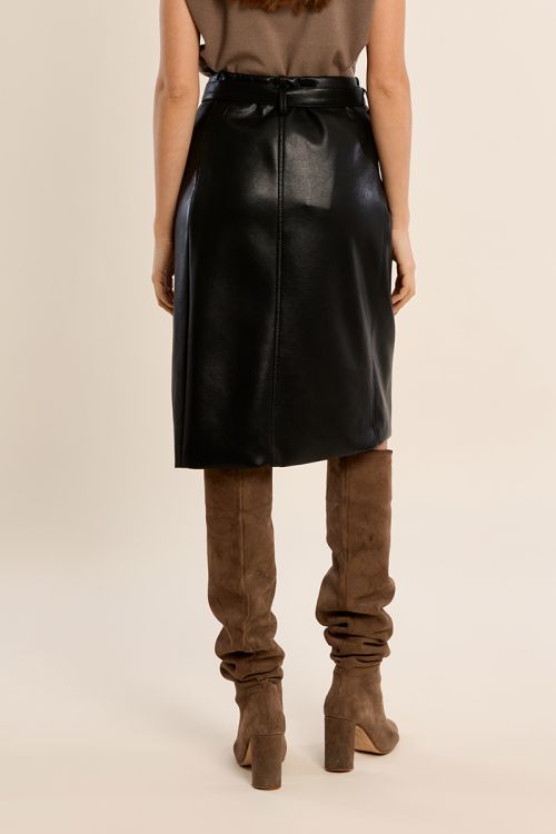 Faux leather midi skirt