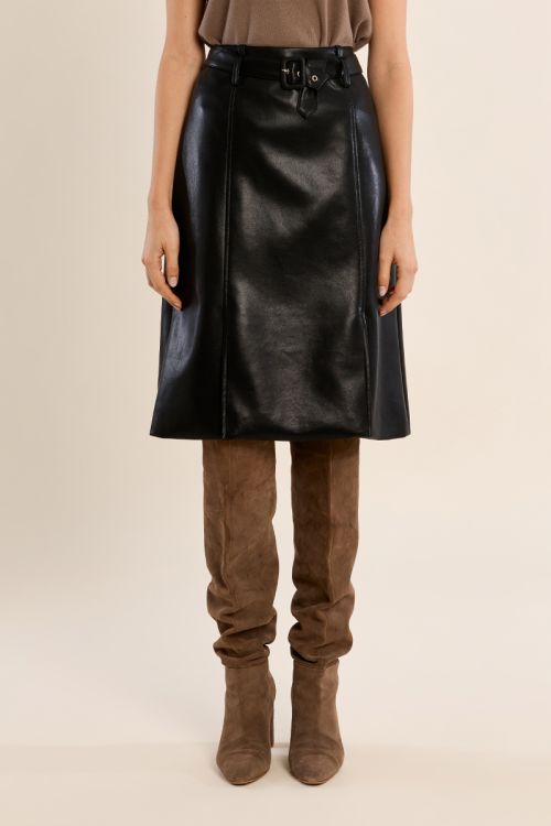 Faux leather midi skirt
