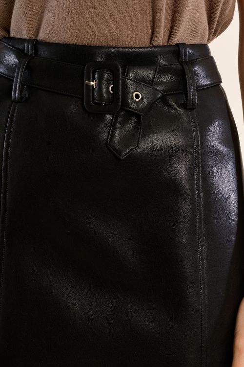 Jupe mi-longue en simili-cuir