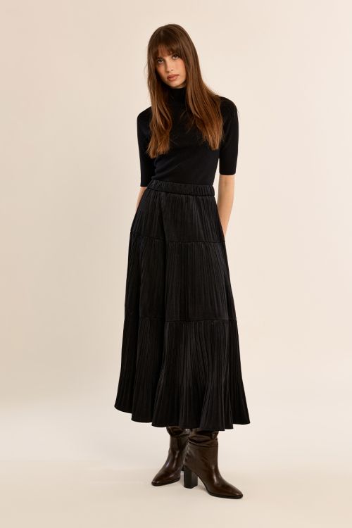 Long pleated skirt with gathers