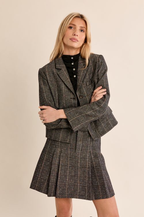 Printed blazer with a lapel collar