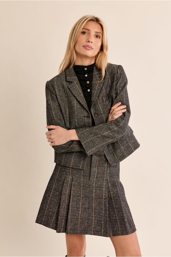 Printed blazer with a lapel collar