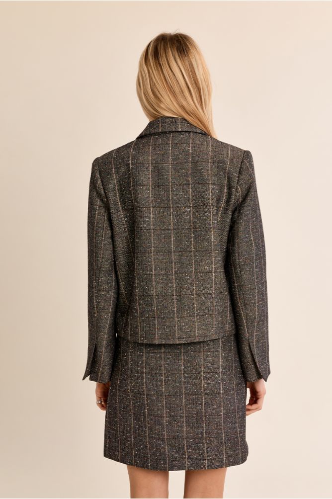 Printed blazer with a lapel collar