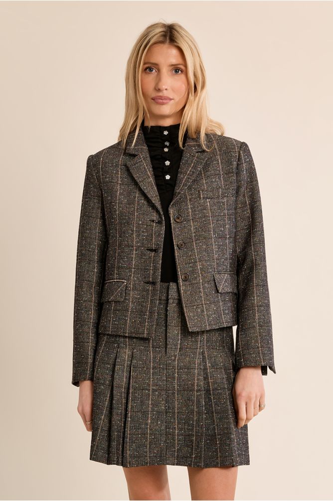 Printed blazer with a lapel collar