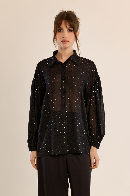 Polka dot blouse in semi-transparency