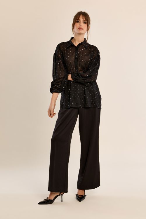 Polka dot blouse in semi-transparency