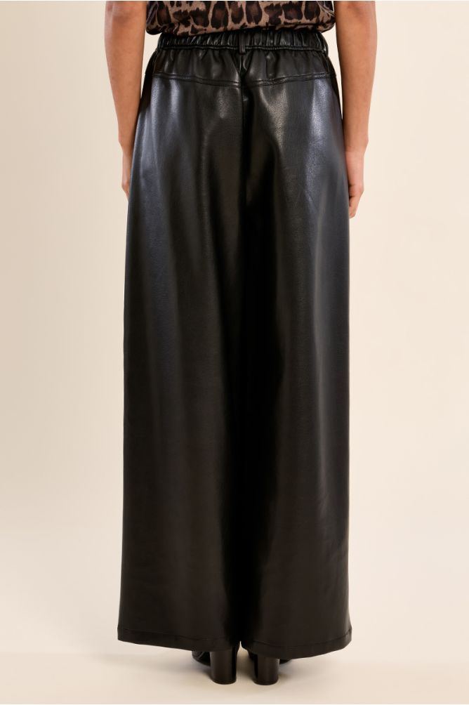 Flared faux leather trousers