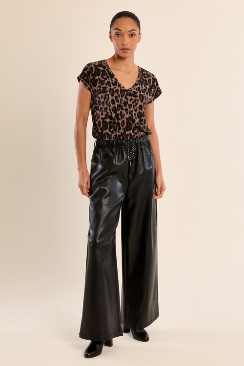 Pantalón largo efecto cuero
