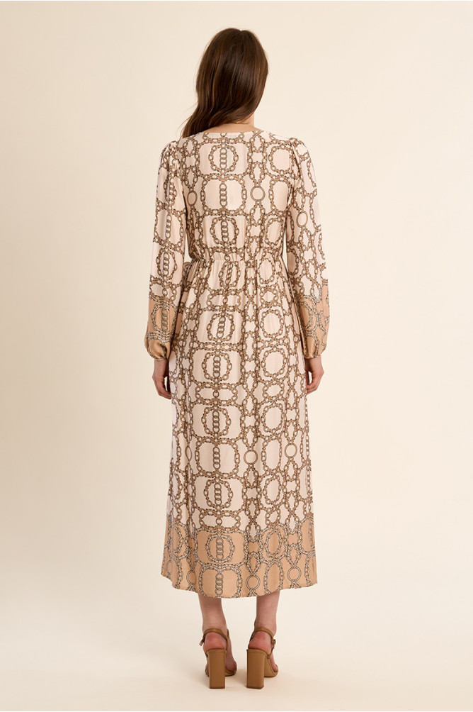Long wrap dress, printed