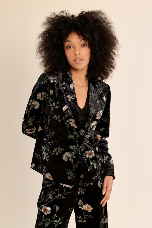 Blazer aterciopelado con estampado