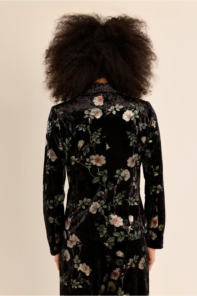 Blazer en velours fleuri