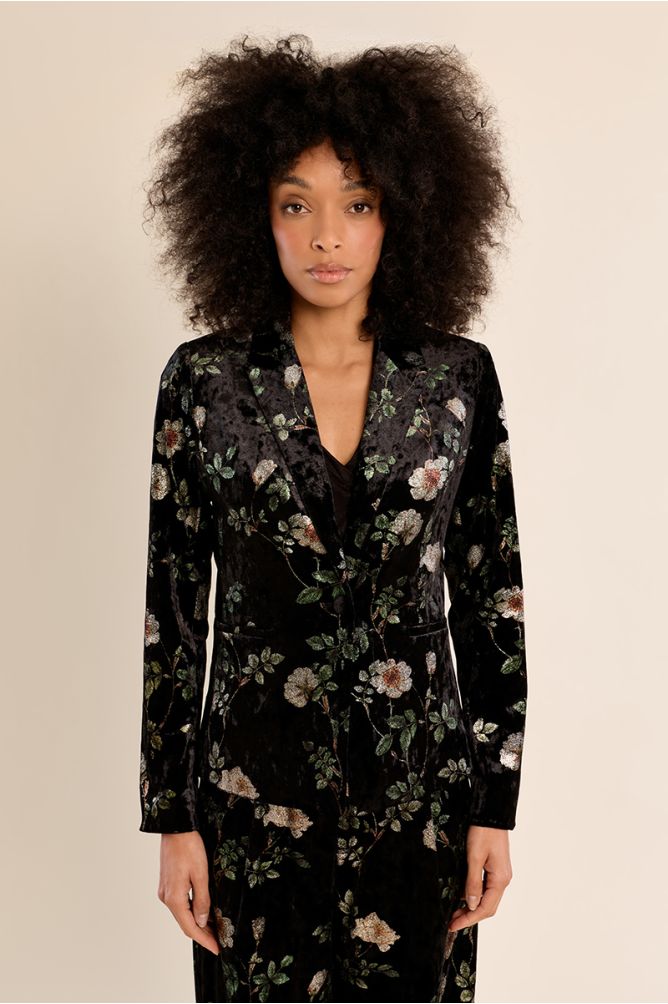 Blazer aterciopelado con estampado