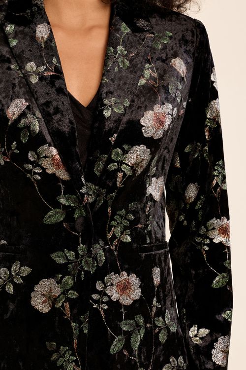 Floral velvet blazer
