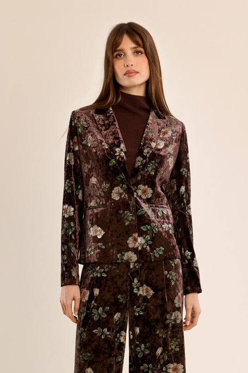 Blazer en velours fleuri