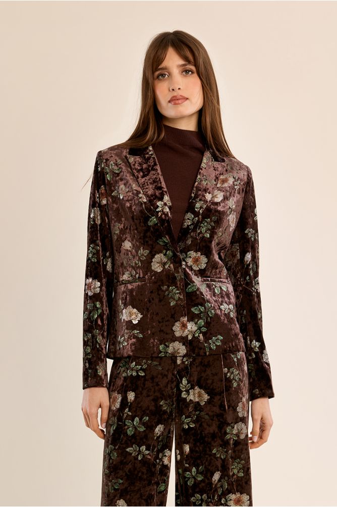 Blazer aterciopelado con estampado