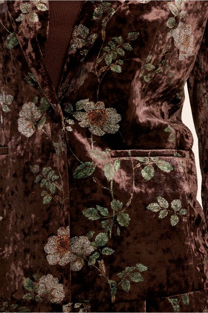 Blazer en velours fleuri