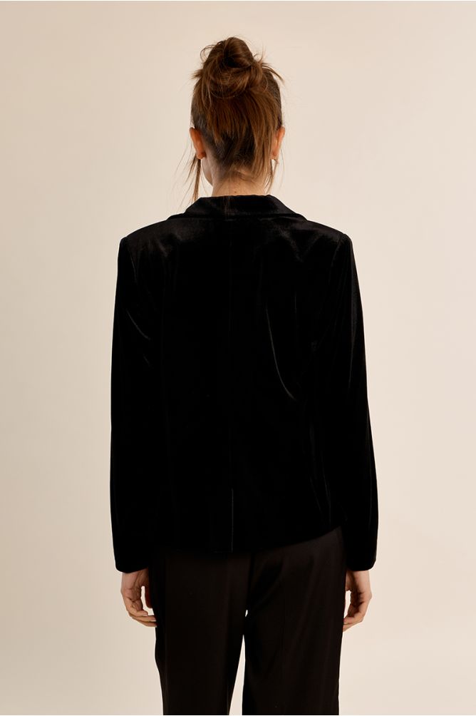 Cropped velvet blazer