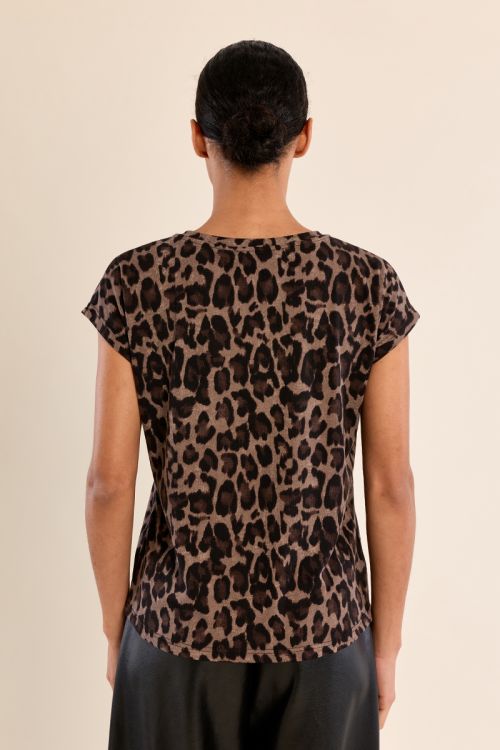 T-shirt col V léopard