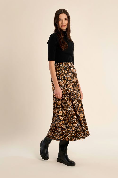 Bohemian print high-waisted skirt