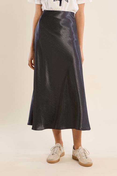 Jupe taille haute satinée