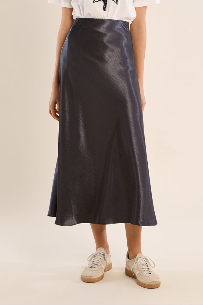 Jupe taille haute satinée