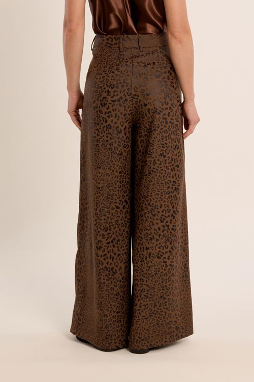 Pantalon à pinces, imprimé léopard