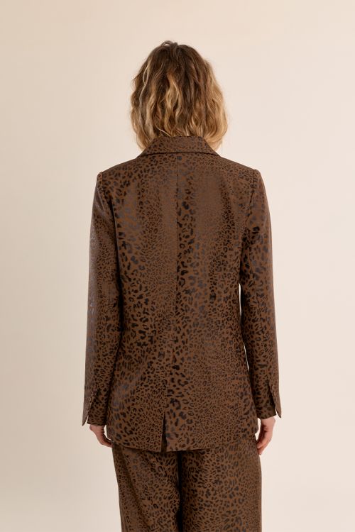 Leopard satin blazer