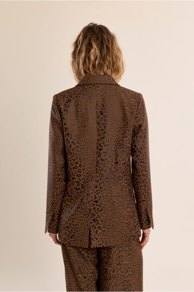 Blazer satiné léopard