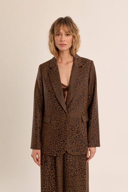 Blazer satiné léopard