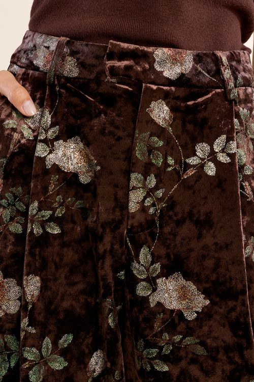 Floral velvet trousers