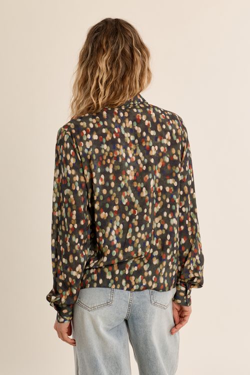 Chemise courte motif pois
