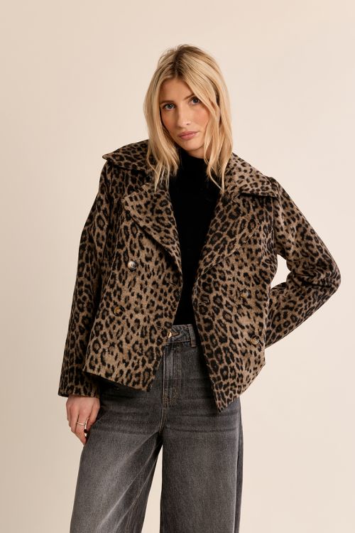 Manteau paletot, imprimé léopard
