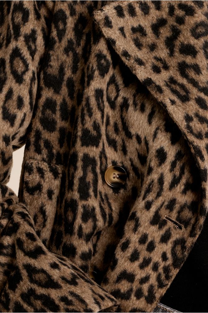 Overcoat coat, leopard print
