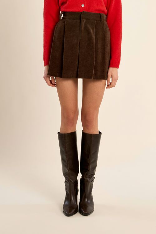 Pleated velvet skirt