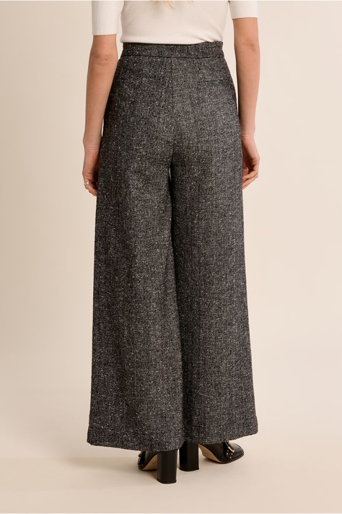 Flared pleated trousers