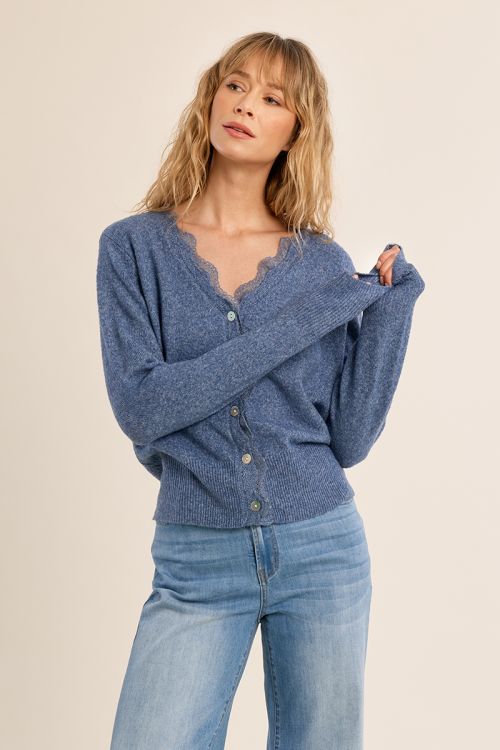 Cardigan festonné en dentelle