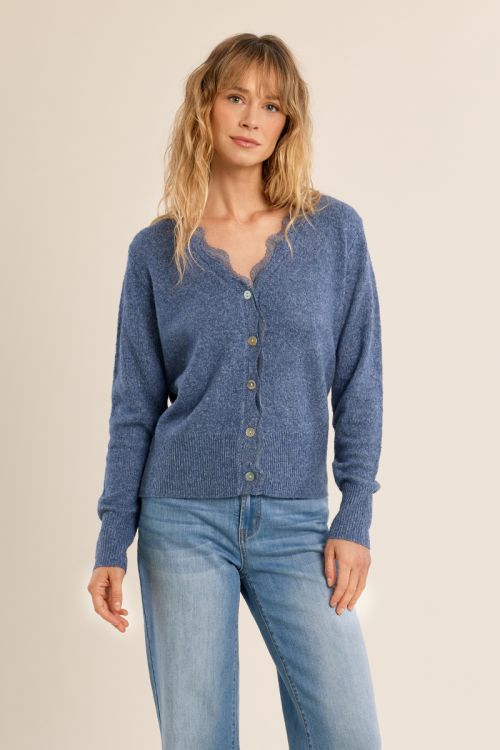 Cardigan festonné en dentelle