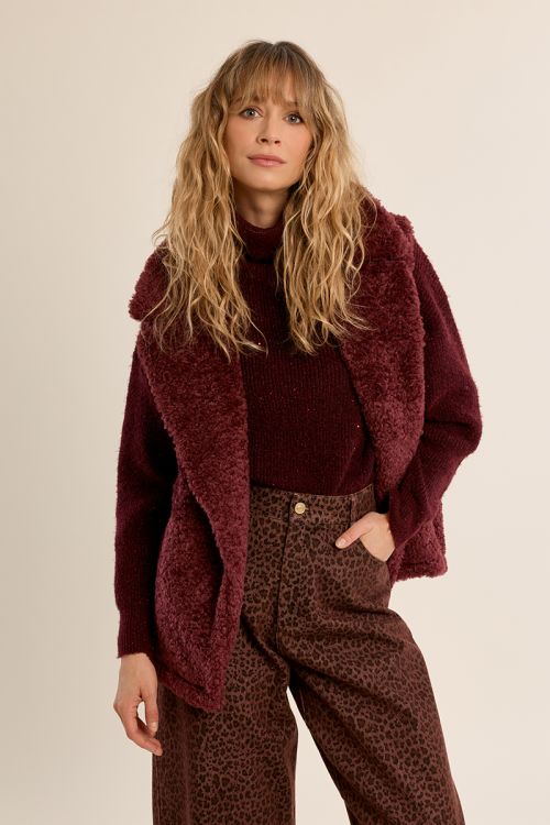 Gilet sans manches effet fourrure
