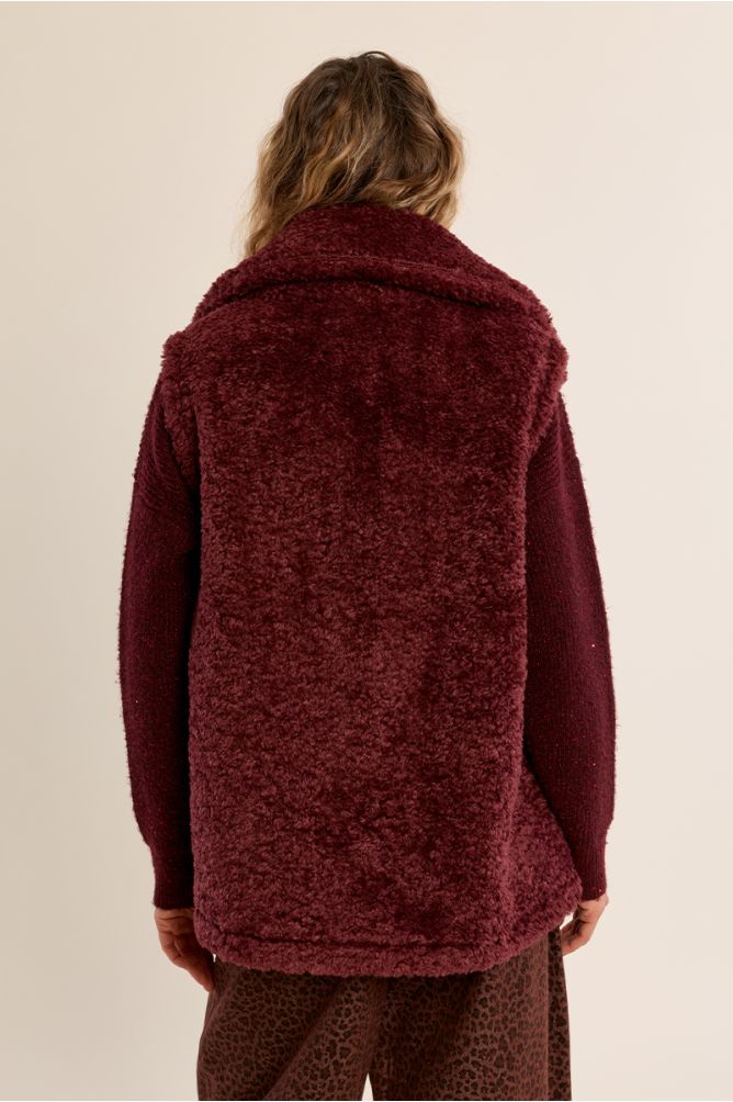 Gilet sans manches effet fourrure