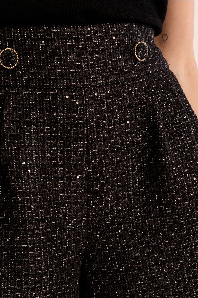 Short taille haute en tweed