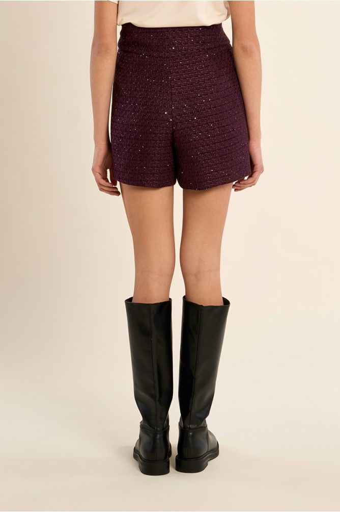 Short taille haute en tweed