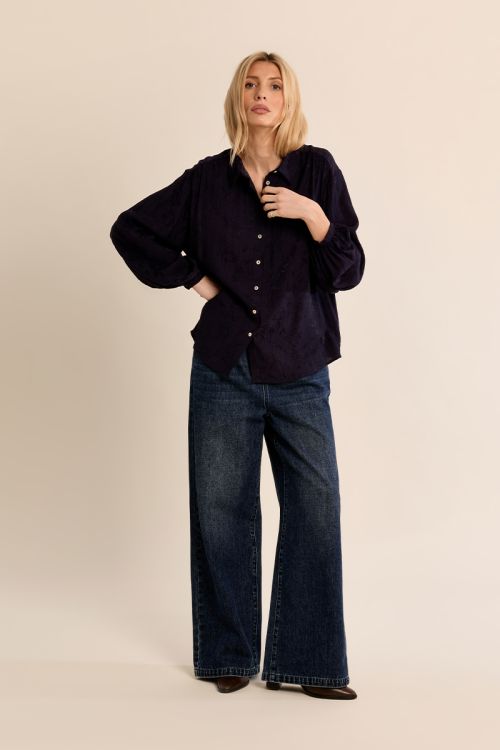 Chemise satinée à motifs fleuris