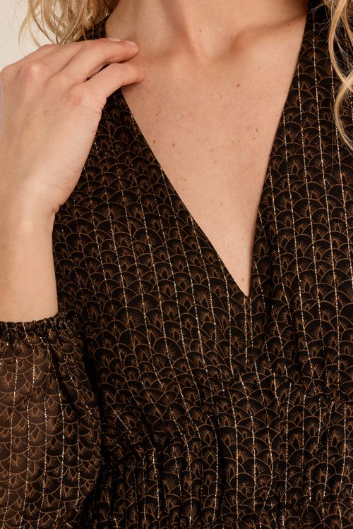 Robe mi-longue en voile imprimé