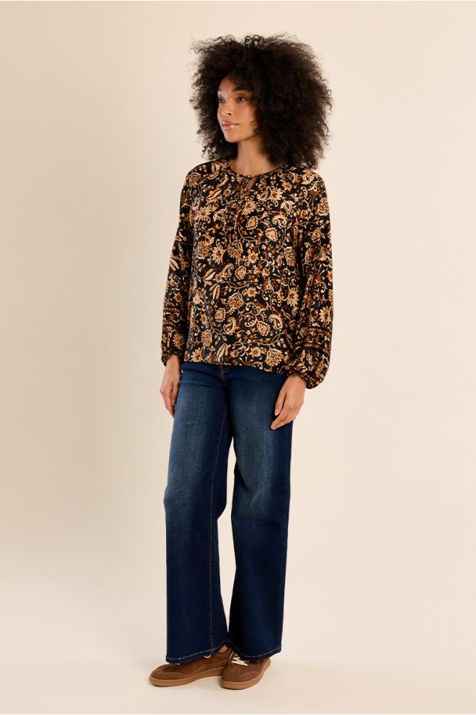 Blouse imprimée bohême à nouer