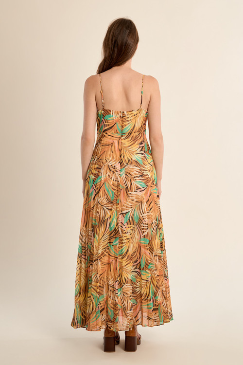 Long pleated dress, printed